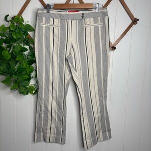 Anthropologie Cartonnier Charlie Stripped Crop Ankle Flare Trousers Size 12